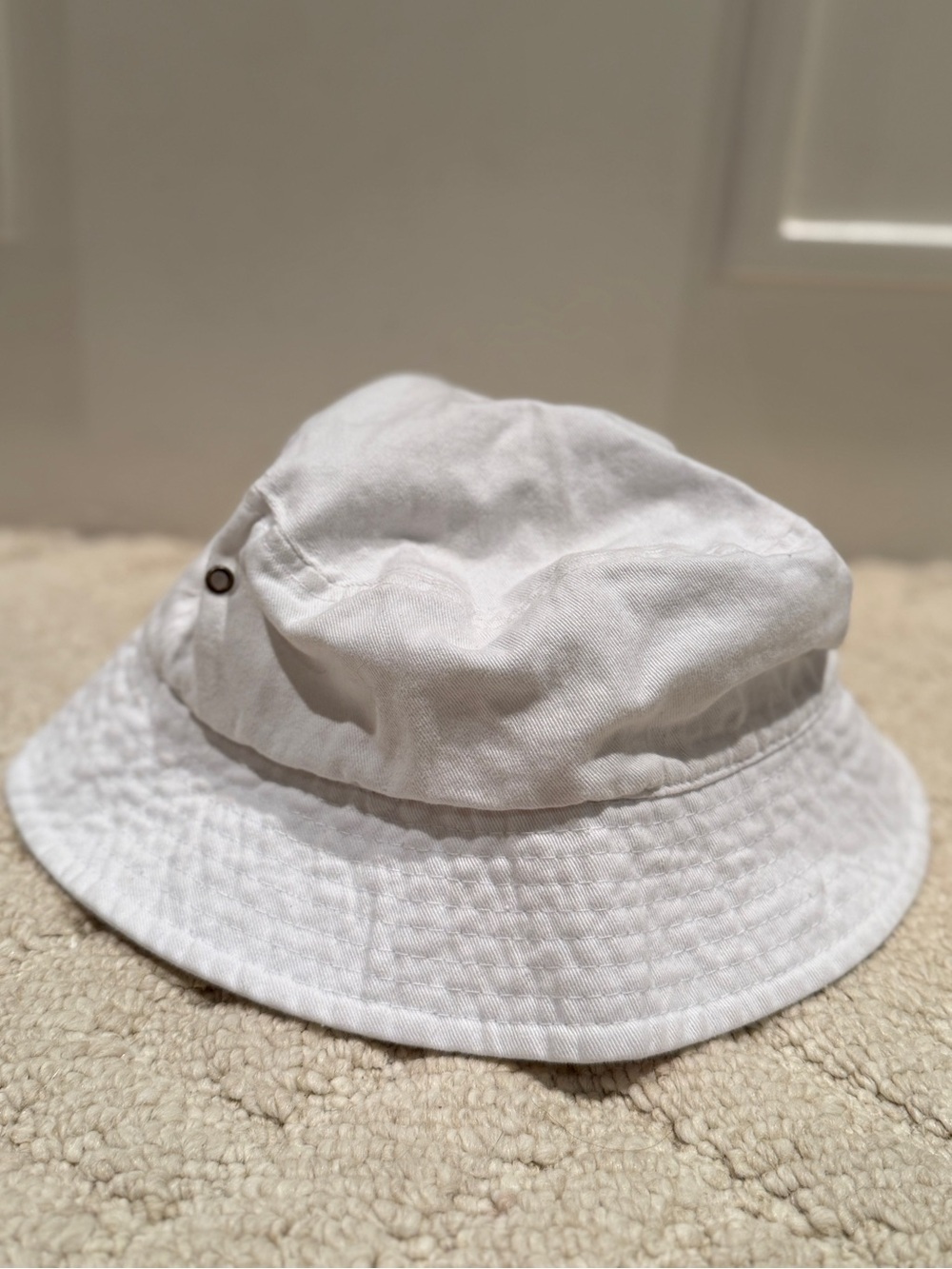 White Unisex Cotton Bucket Hat Fisherman Sun Hat